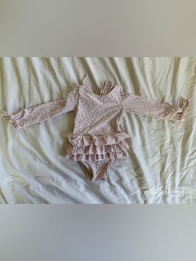Lolly May Ruffled Long-Sleeve One-Piece Swimsuit in Light Pink
